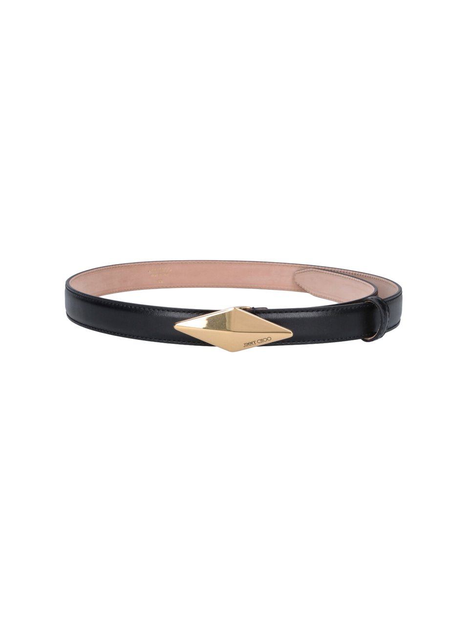 Jimmy Choo Black Diamond Clasp Leather Belt Zwart