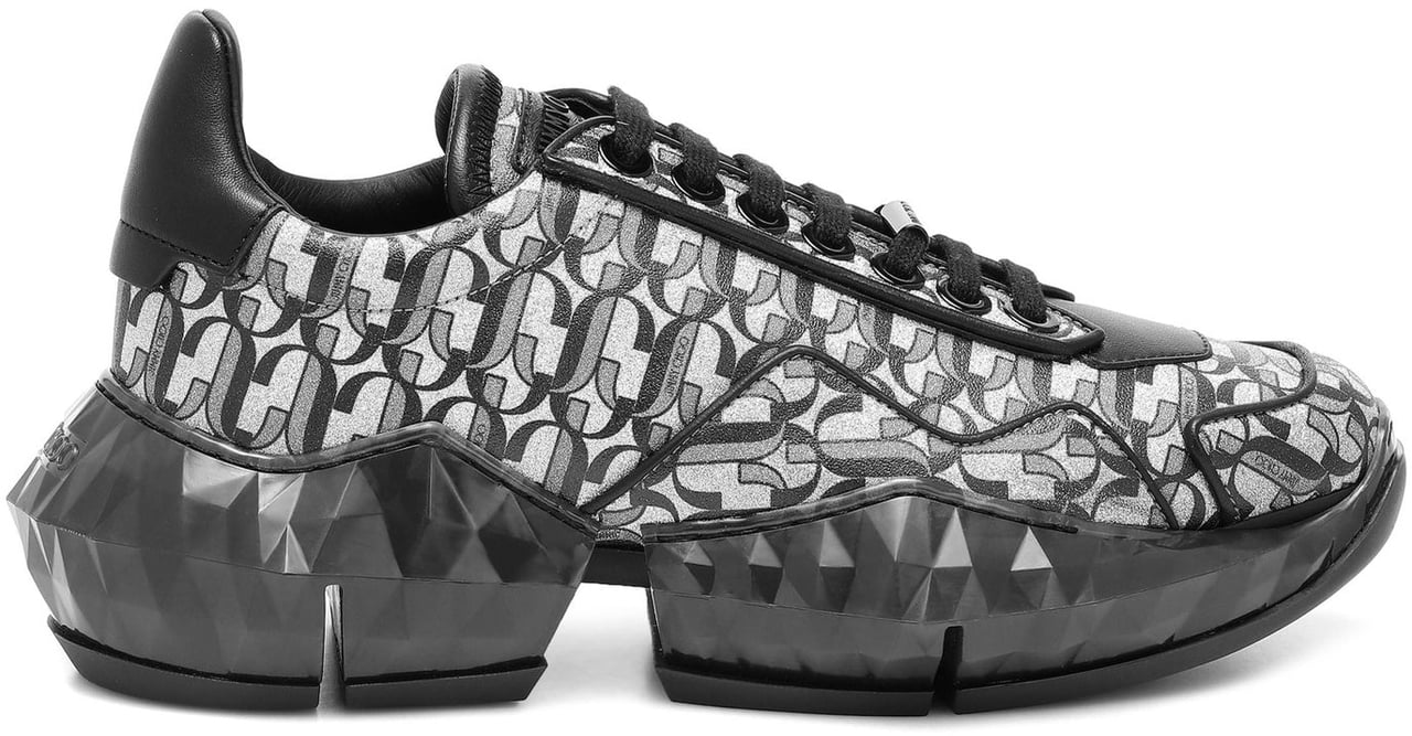 Jimmy Choo Jimmy Choo Diamond JC Monogram Glitter Leather Sneakers Zwart