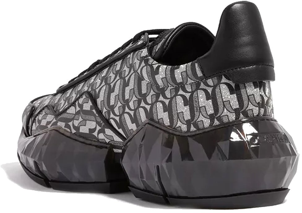 Jimmy Choo Jimmy Choo Diamond JC Monogram Glitter Leather Sneakers Zwart