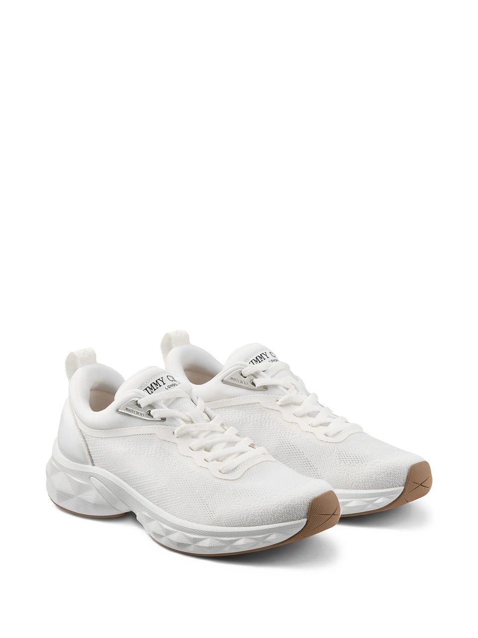 Jimmy Choo White Diamond Sculpted Mesh Sneakers Wit