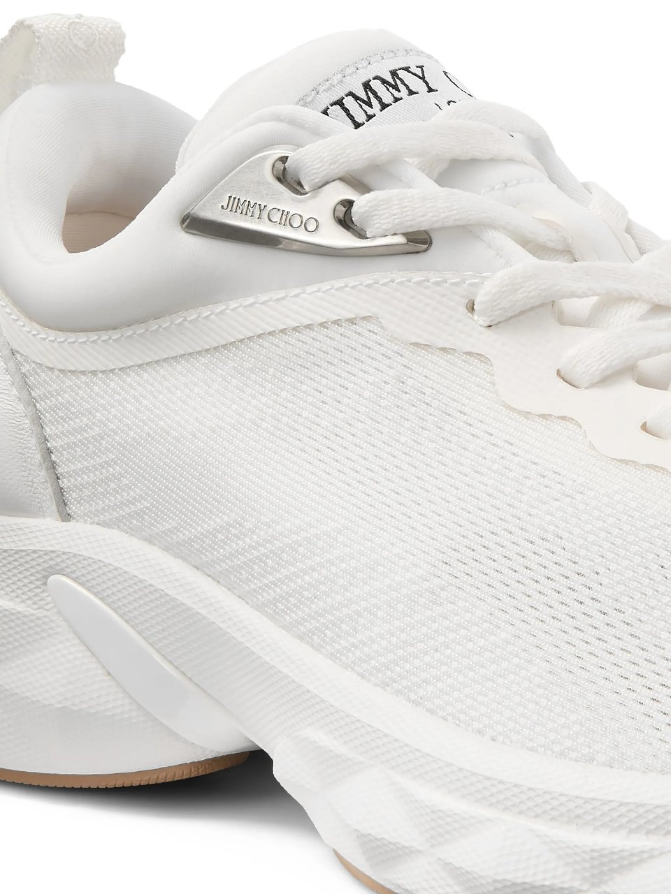 Jimmy Choo White Diamond Sculpted Mesh Sneakers Wit