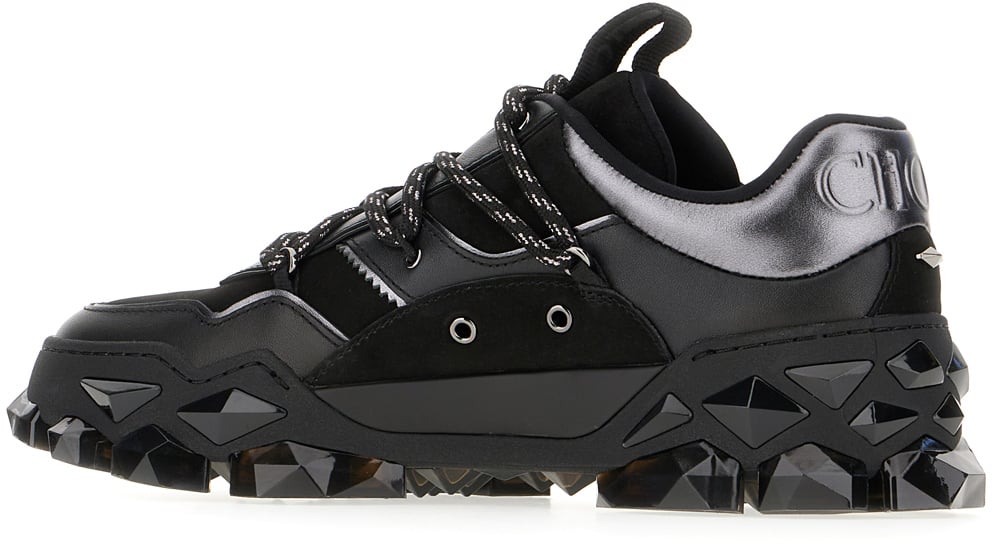 Jimmy Choo Jimmy Choo Black leather and fabric Diamond X II/F sneakers Zwart