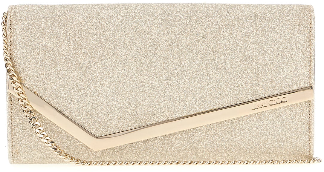 Jimmy Choo Embellished fabric Emmie clutch Metallic