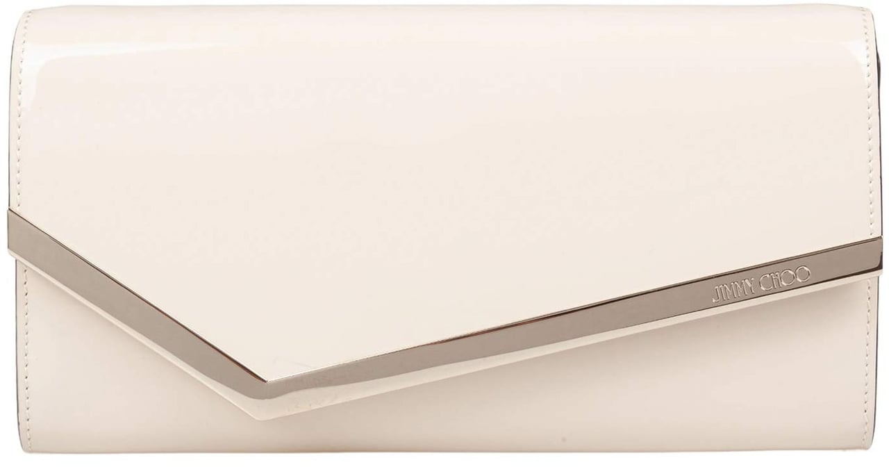 Jimmy Choo Jimmy choo emmie pat patent leather clutch, milk color Beige