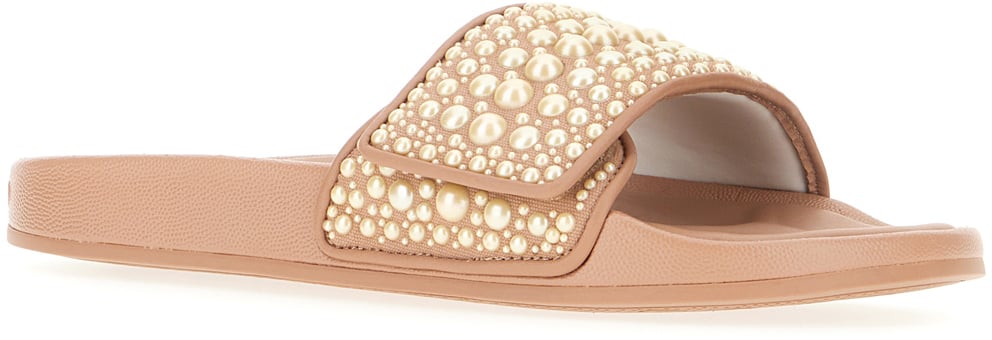 Jimmy Choo Jimmy Choo Biscuit canvas and leather Fitz/F slippers Roze