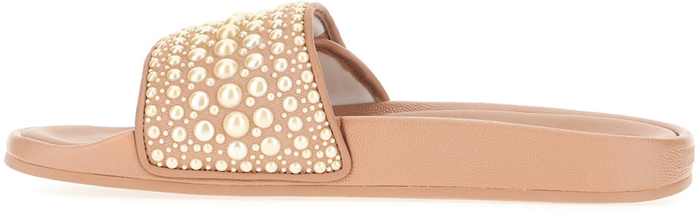 Jimmy Choo Jimmy Choo Biscuit canvas and leather Fitz/F slippers Roze