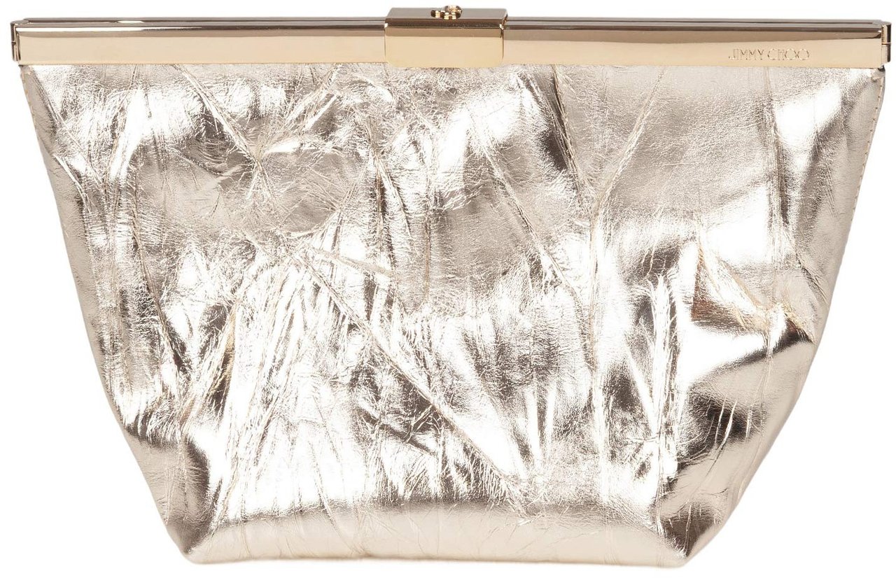 Jimmy Choo Jimmy choo ganache clutch in vintage leather, platinum color Zilver