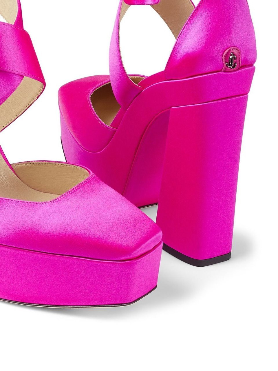 Jimmy Choo Pink Gian 140 Satin Platform Heels Roze
