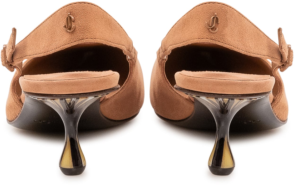 Jimmy Choo Slingback Amel con Tacco Curvo Beige