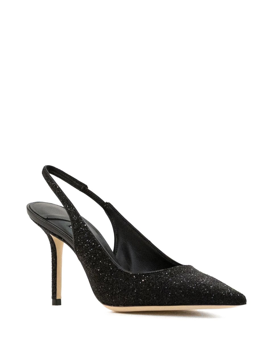 Jimmy Choo Neutral Love 85 Shimmering Slingback Heels Zwart