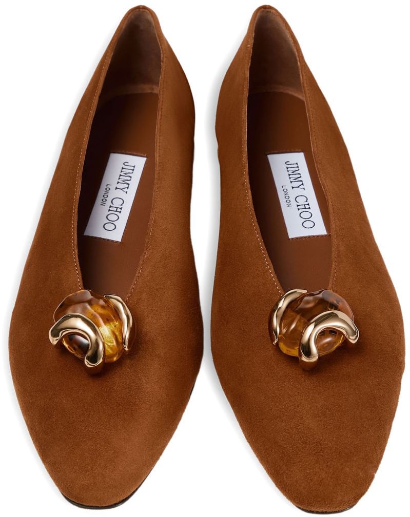 Jimmy Choo Flat Shoes Leather Brown Bruin