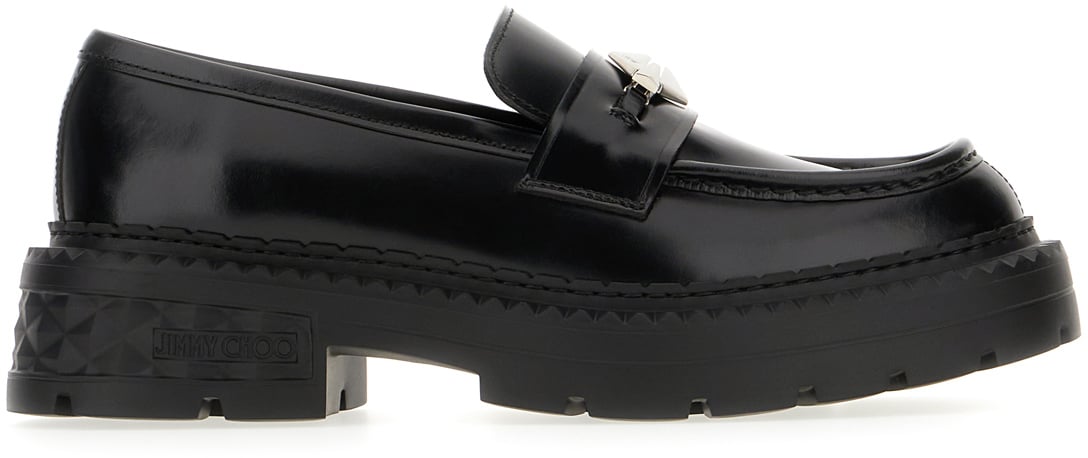 Jimmy Choo Jimmy Choo Black leather loafers Zwart