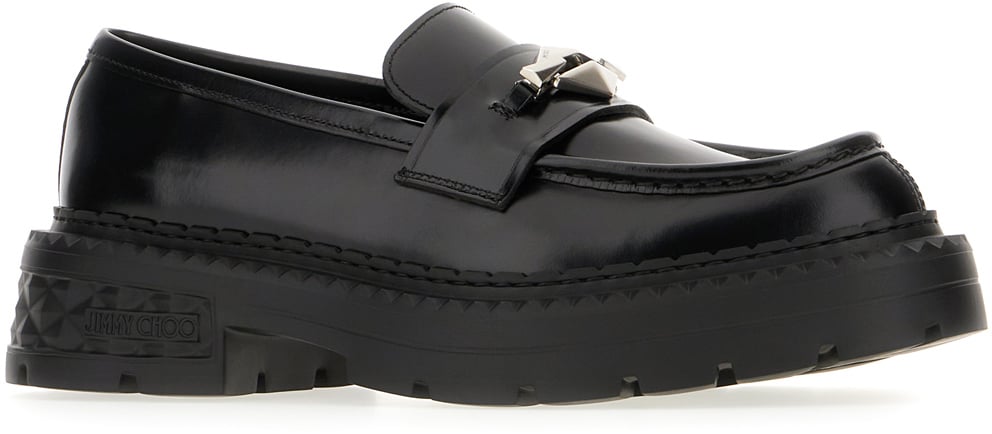 Jimmy Choo Jimmy Choo Black leather loafers Zwart