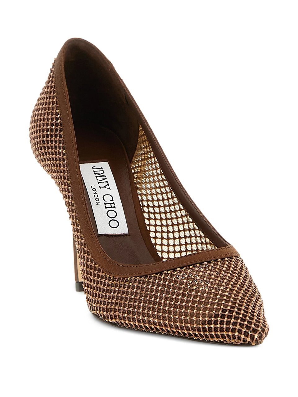 Jimmy Choo Brown Romy 85 Mesh Pointed Pumps Bruin