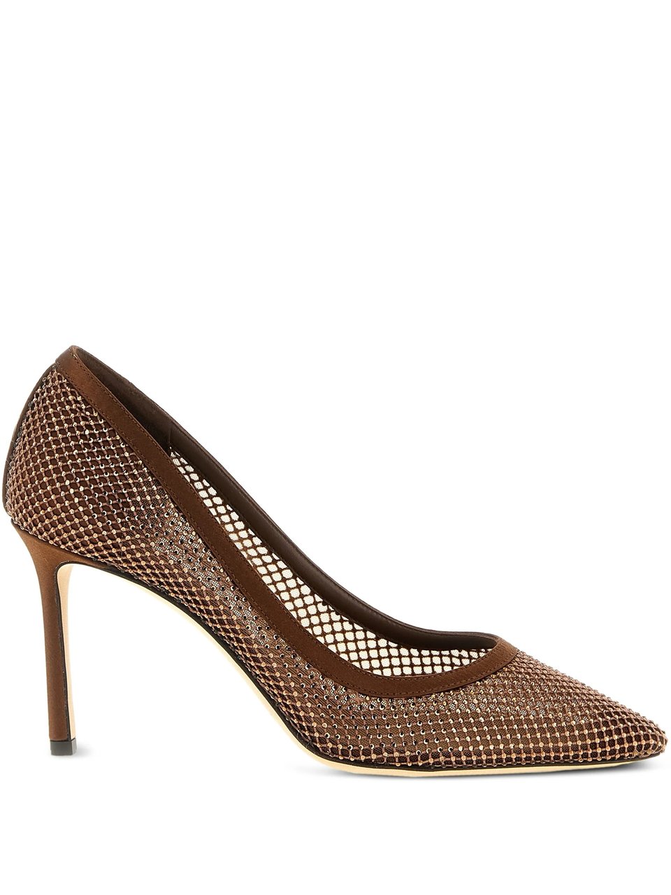 Jimmy Choo Brown Romy 85 Mesh Pointed Pumps Bruin