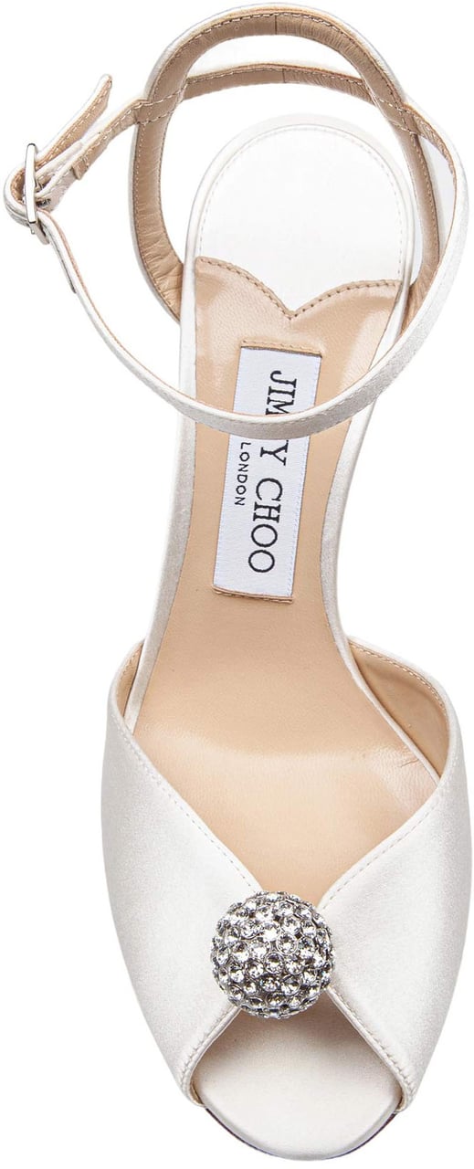 Jimmy Choo Jimmy choo sacora satin sandal with crystal ball Neutraal