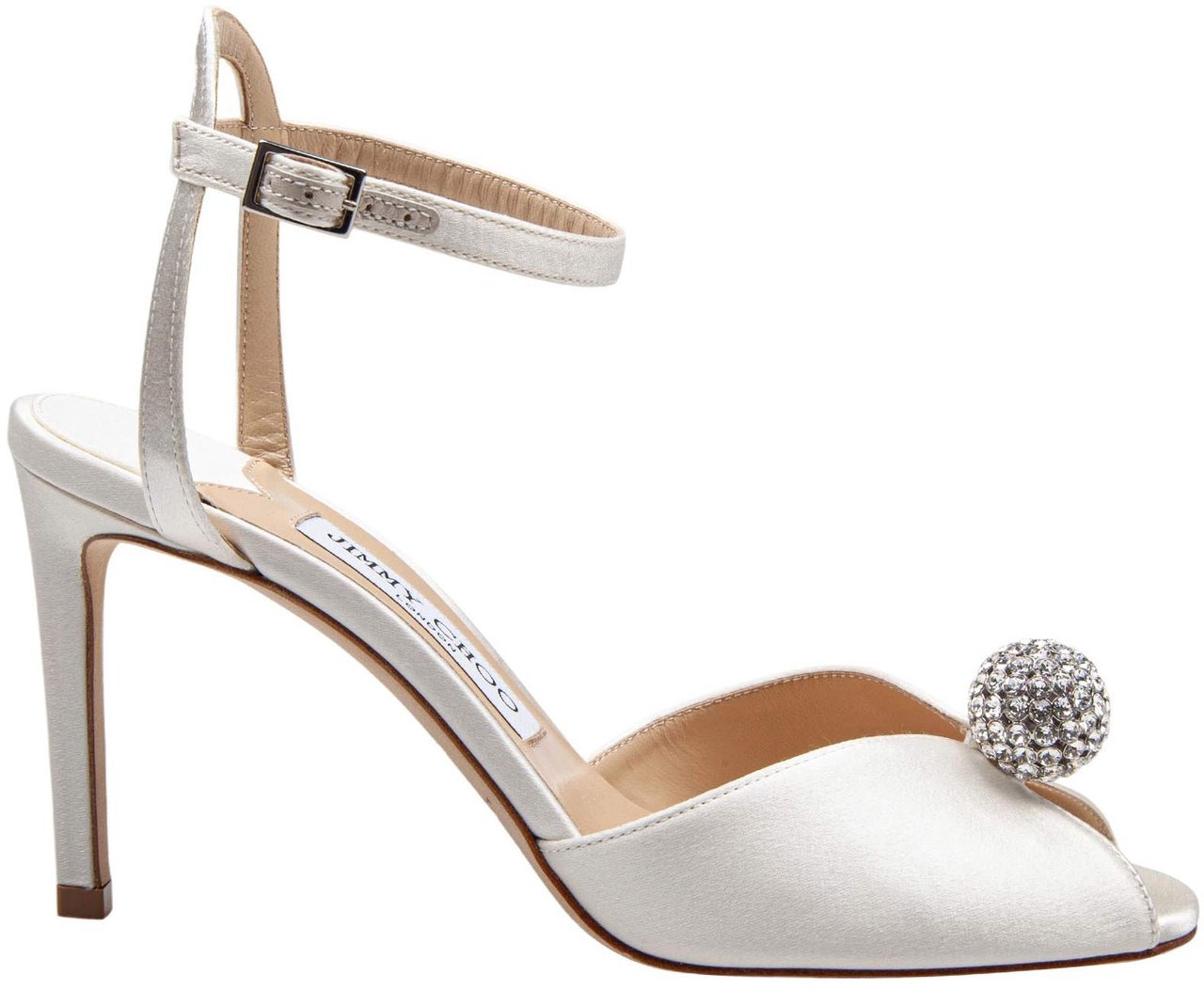 Jimmy Choo Jimmy choo sacora satin sandal with crystal ball Neutraal