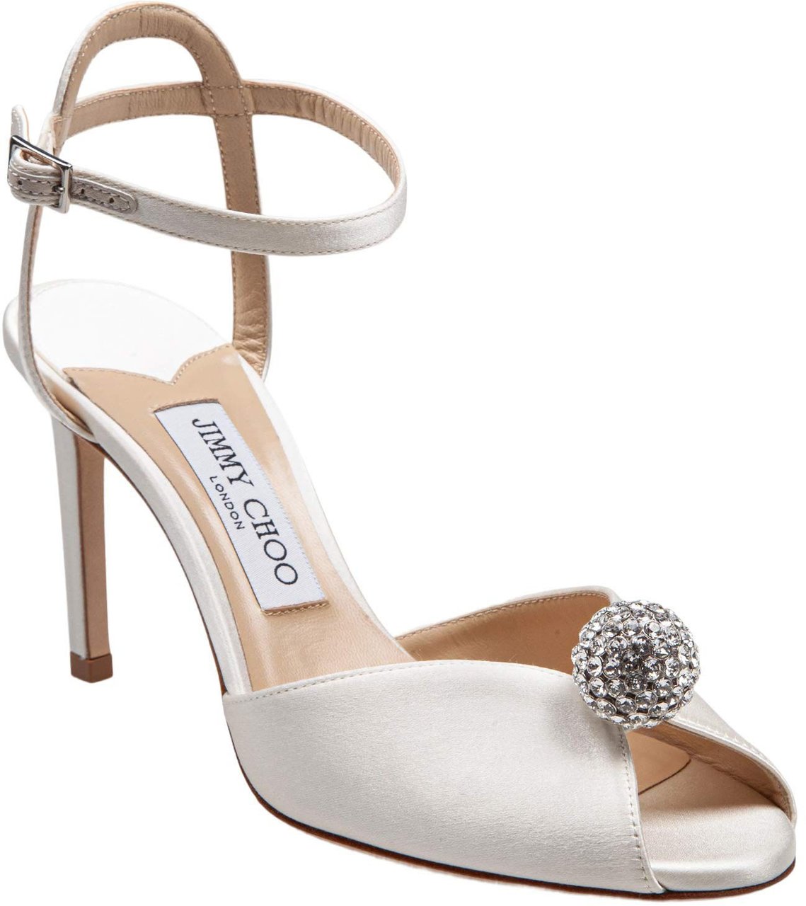 Jimmy Choo Jimmy choo sacora satin sandal with crystal ball Neutraal