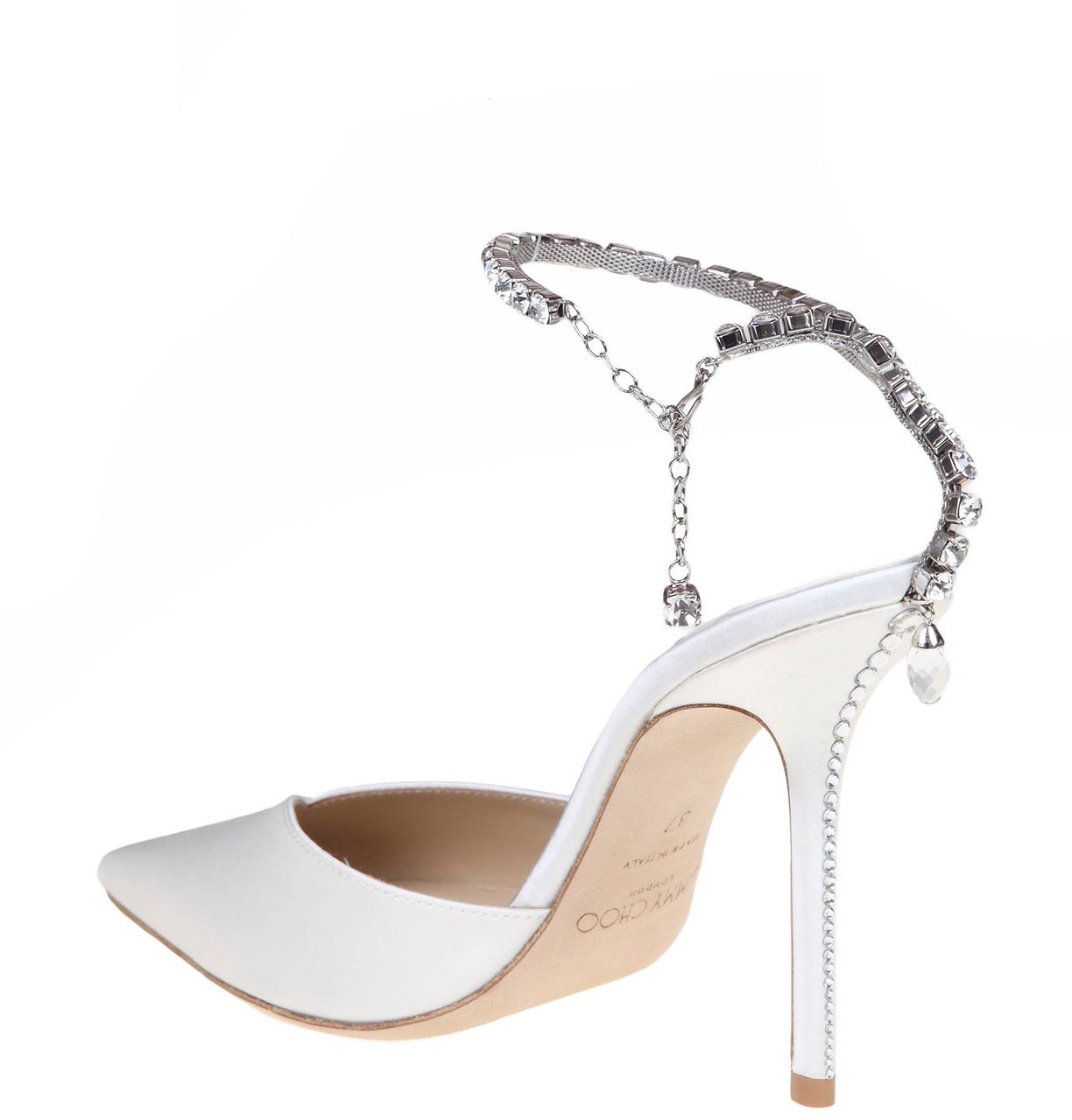 Jimmy Choo Jimmy choo slingback saeda 100 in satin with applied crystals Neutraal