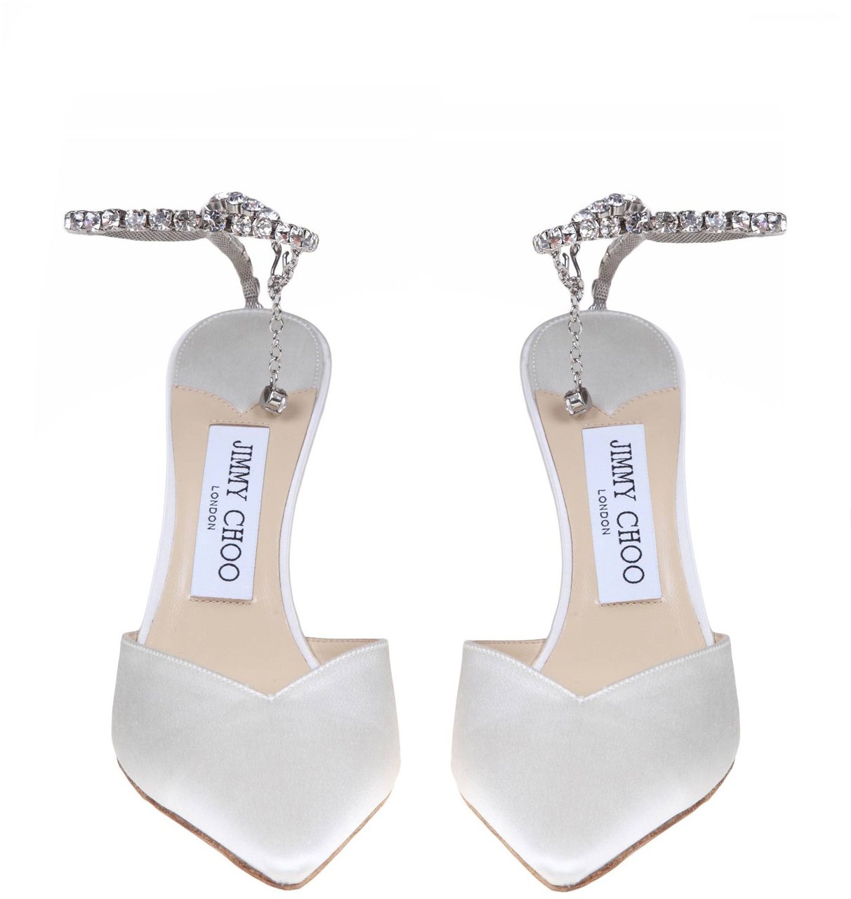 Jimmy Choo Jimmy choo slingback saeda 100 in satin with applied crystals Neutraal