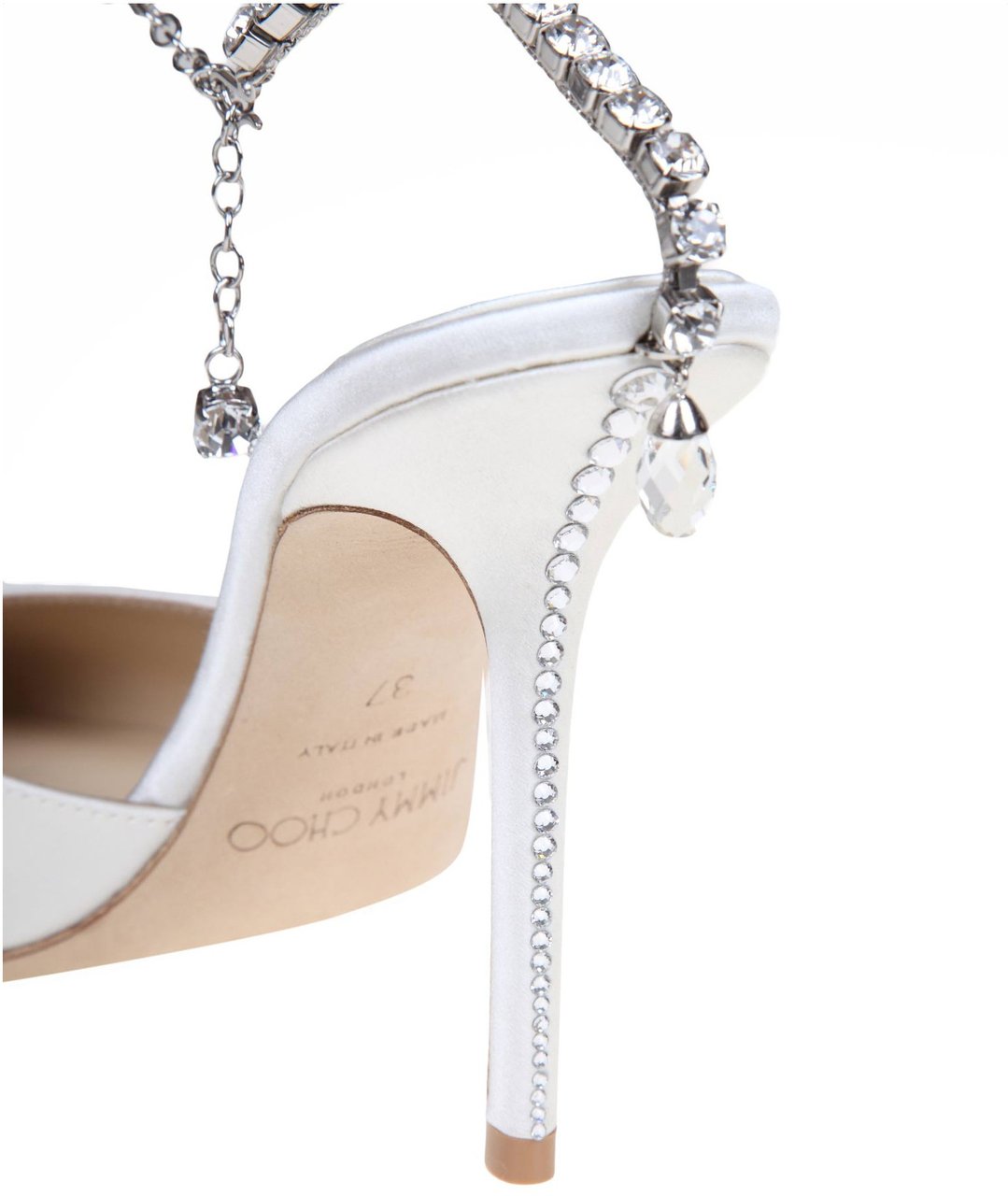 Jimmy Choo Jimmy choo slingback saeda 100 in satin with applied crystals Zilver