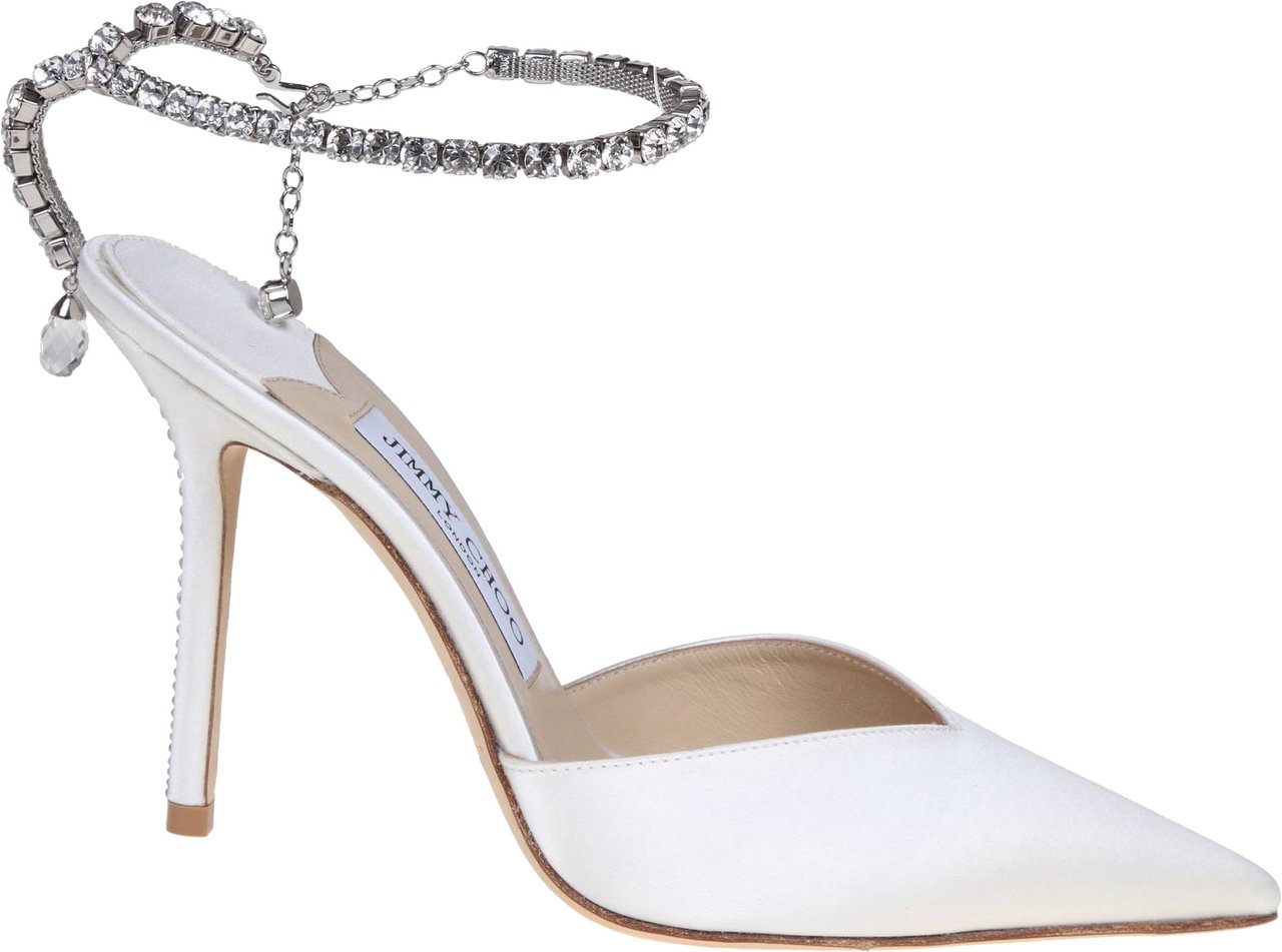Jimmy Choo Jimmy choo slingback saeda 100 in satin with applied crystals Zilver