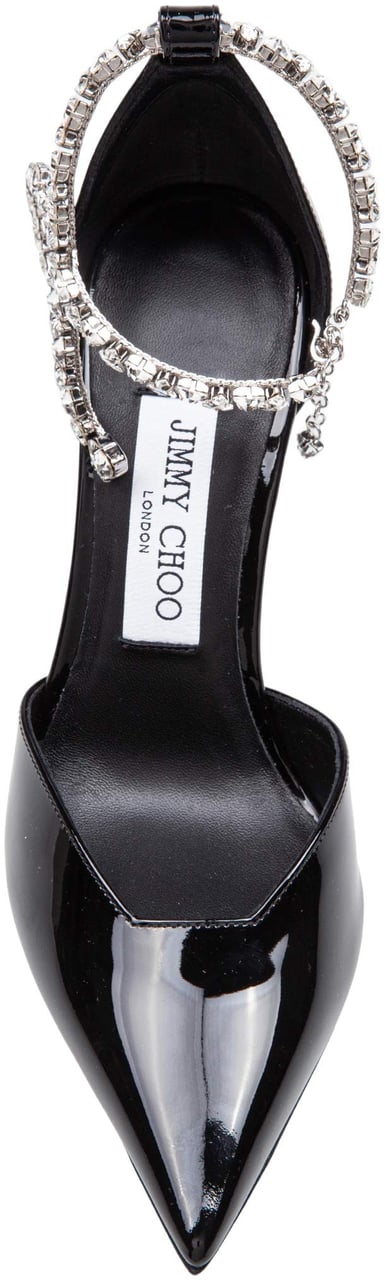 Jimmy Choo Jimmy choo stevie 100 patent leather sandal with crystal anklet Zwart