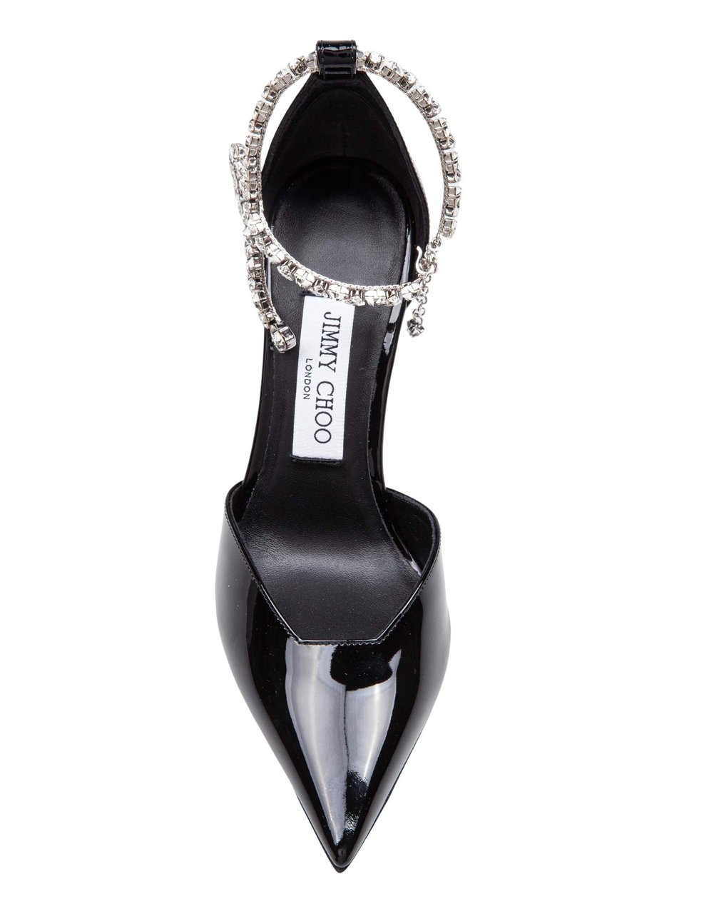 Jimmy Choo Jimmy choo stevie 100 patent leather sandal with crystal anklet Zwart