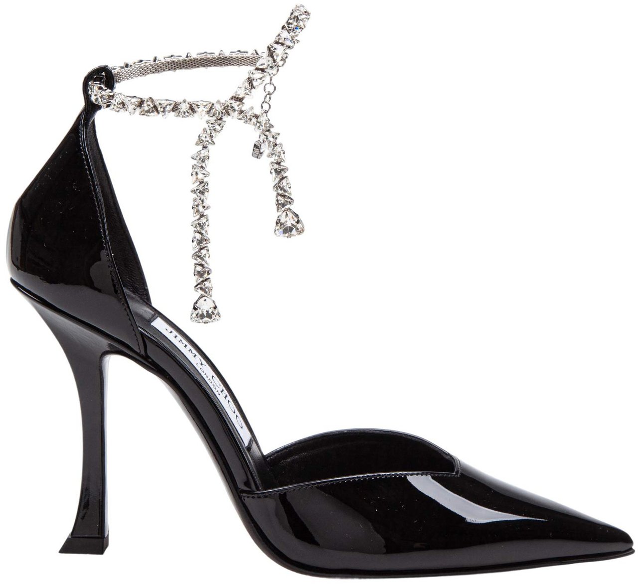 Jimmy Choo Jimmy choo stevie 100 patent leather sandal with crystal anklet Zwart
