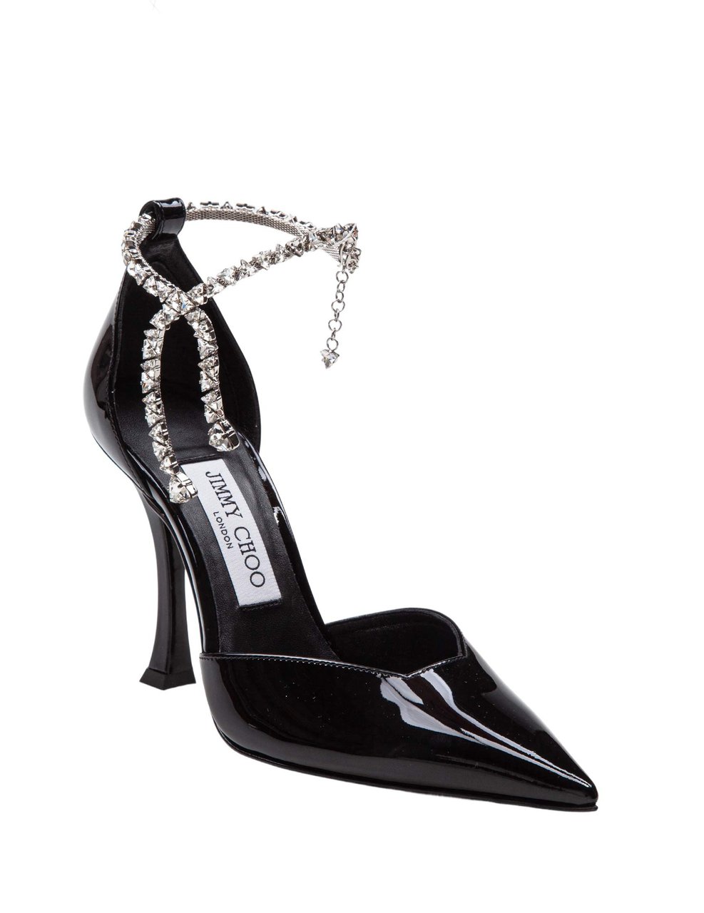 Jimmy Choo Jimmy choo stevie 100 patent leather sandal with crystal anklet Zwart