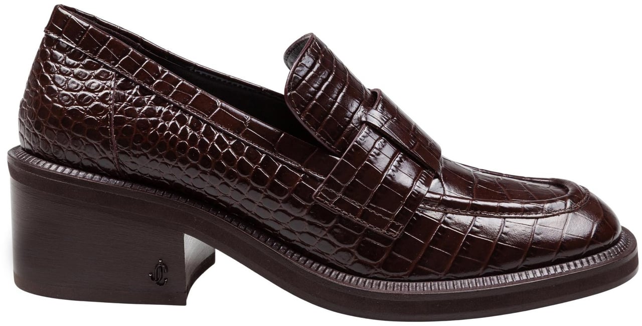 Jimmy Choo Jimmy choo tylor loafer in crocodile print leather, chocolate color Bruin