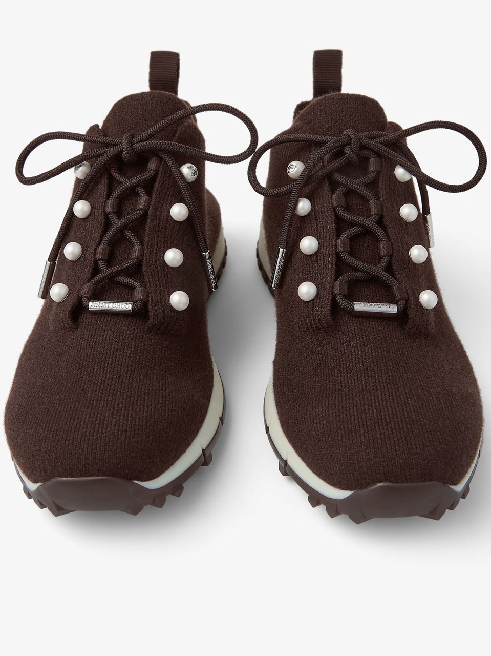 Jimmy Choo Grey Veles Pearl Cashmere Sneakers Zwart