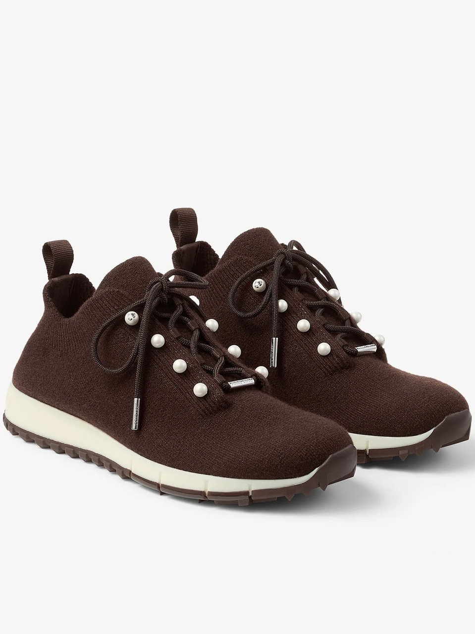 Jimmy Choo Grey Veles Pearl Cashmere Sneakers Zwart