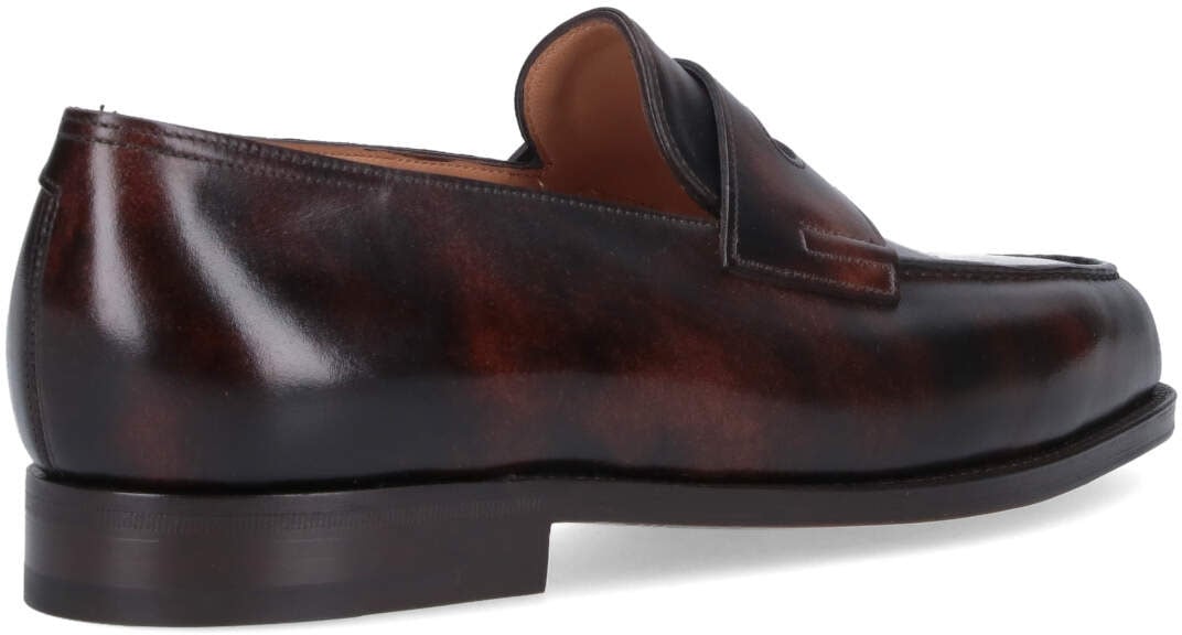 John Lobb Distinguished Cut-Out Detail Brown Leather Lopez Loafers Zwart