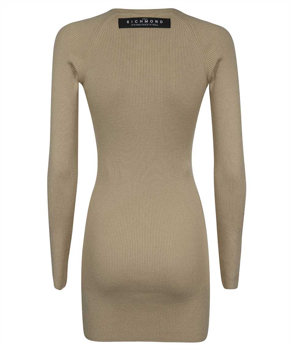 John Richmond Ribbed knit dress Beige