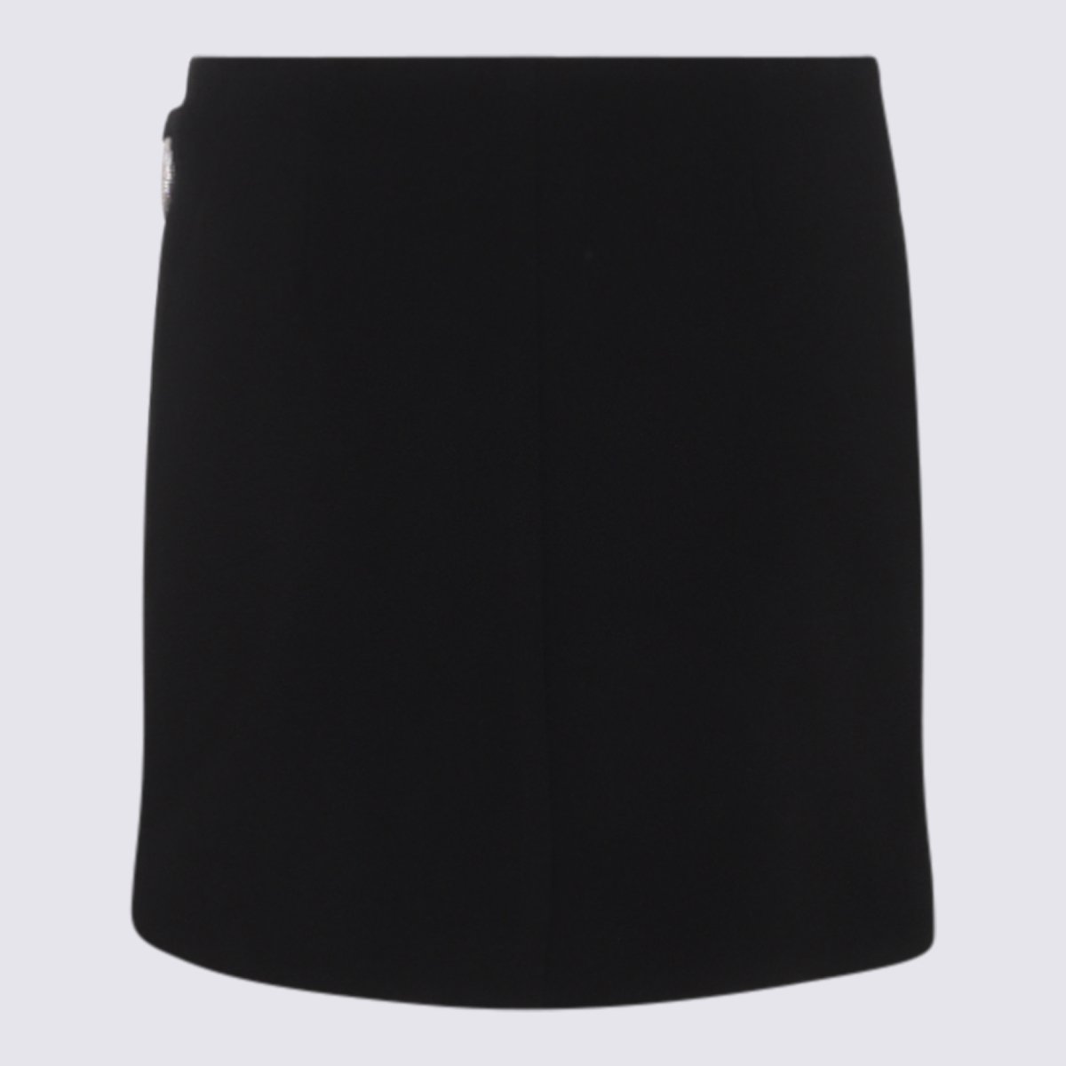 Jonathan Simkhai Asymmetrical Black Mini Skirt With Silver-Tone Clasp Detail Zwart