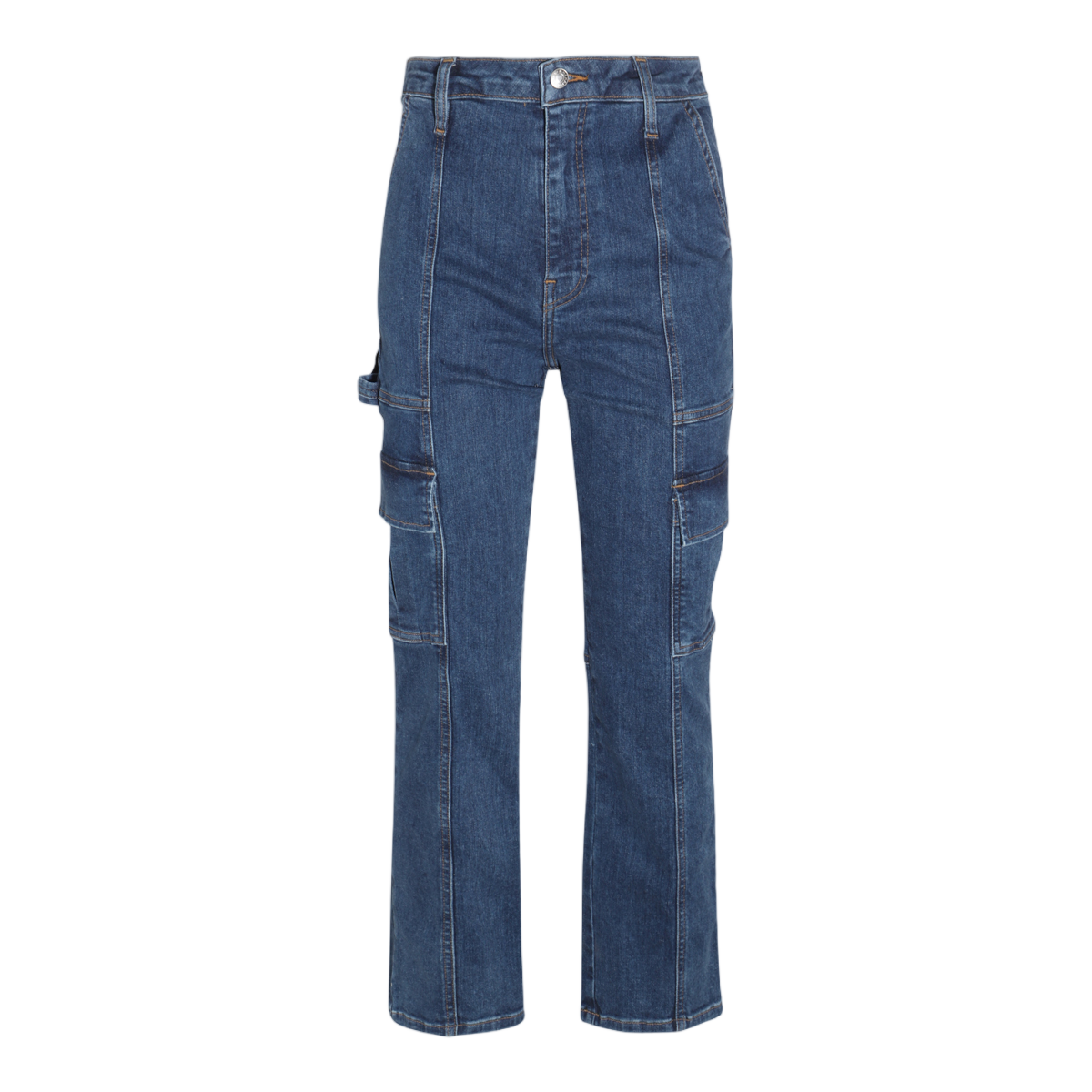 Jonathan Simkhai Straight-Leg Denim Jeans With Utility Pockets And Mid-Rise Waist Groen