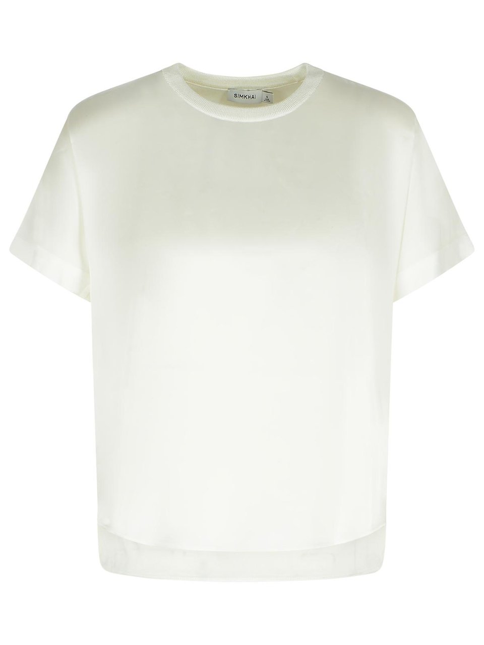 Jonathan Simkhai 'Addy' White Acetate Blend T-Shirt Wit