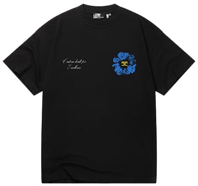 JORCUSTOM Jorcustom Flowers Loose Fit T-Shirt Zwart