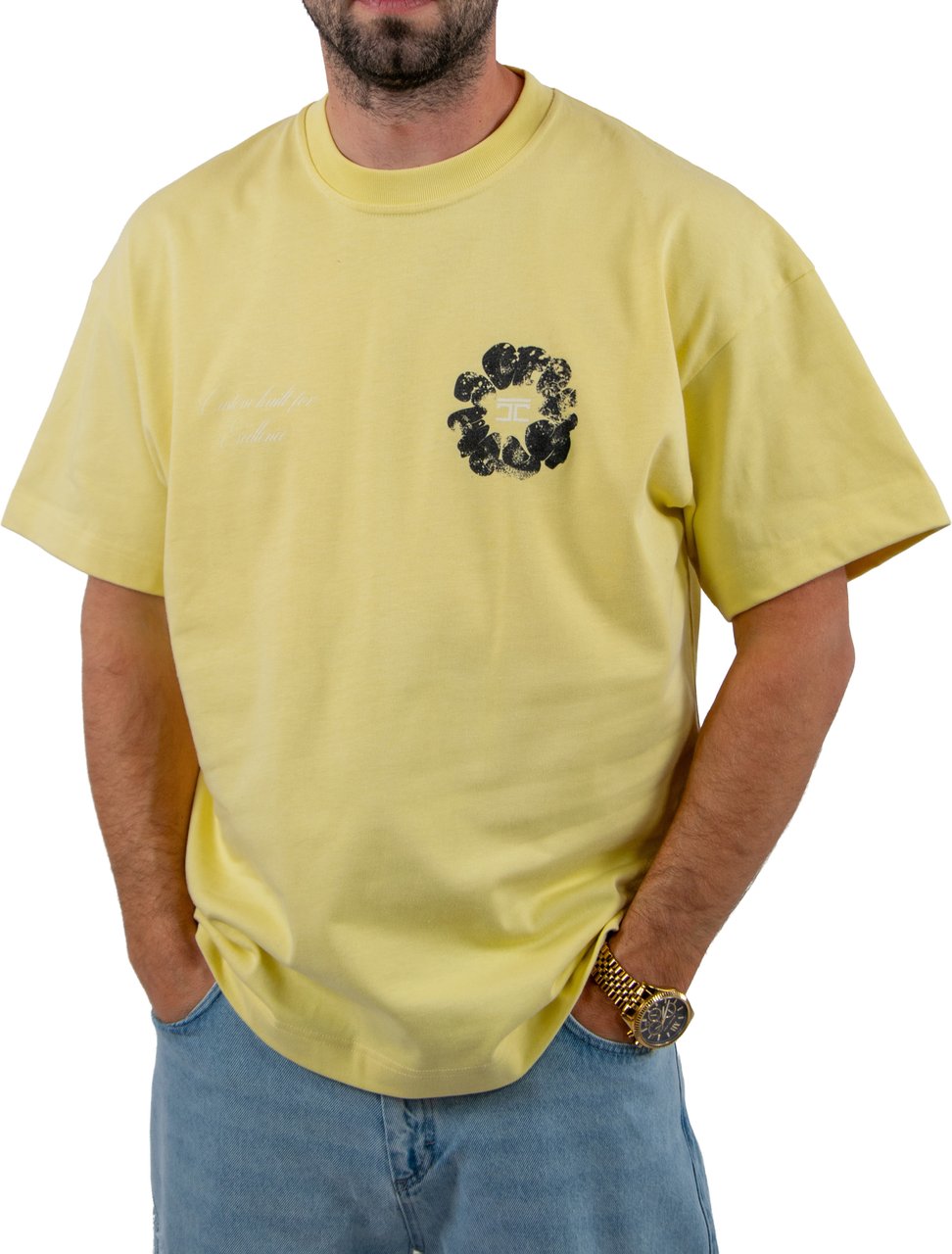 Jorcustom Flowers Loose Fit T-Shirt Geel