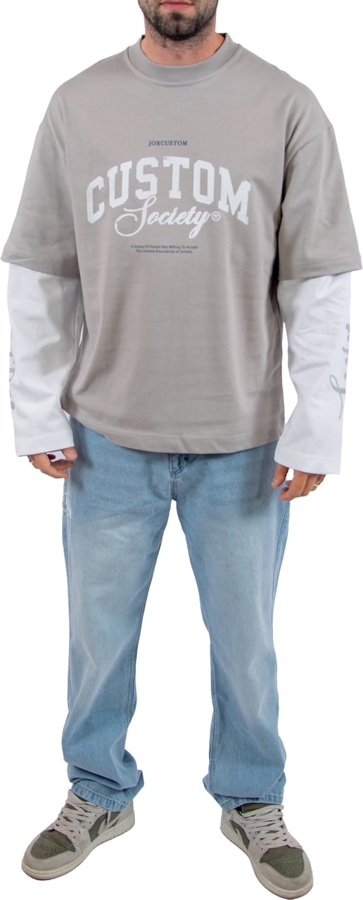 JORCUSTOM Jorcustom Customsociety Double Layered Longslee T-Shirt Grijs