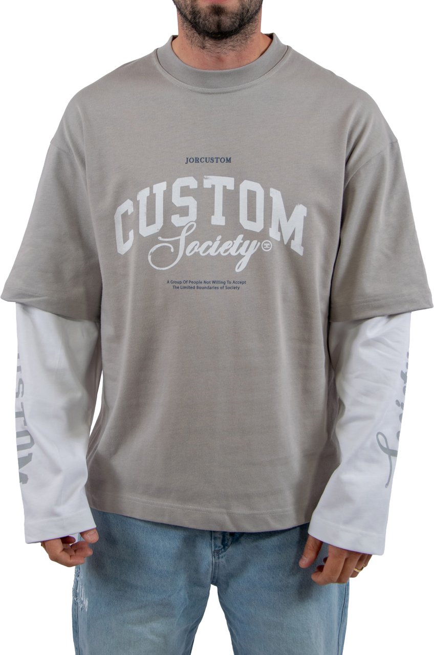 JORCUSTOM Jorcustom Customsociety Double Layered Longslee T-Shirt Grijs