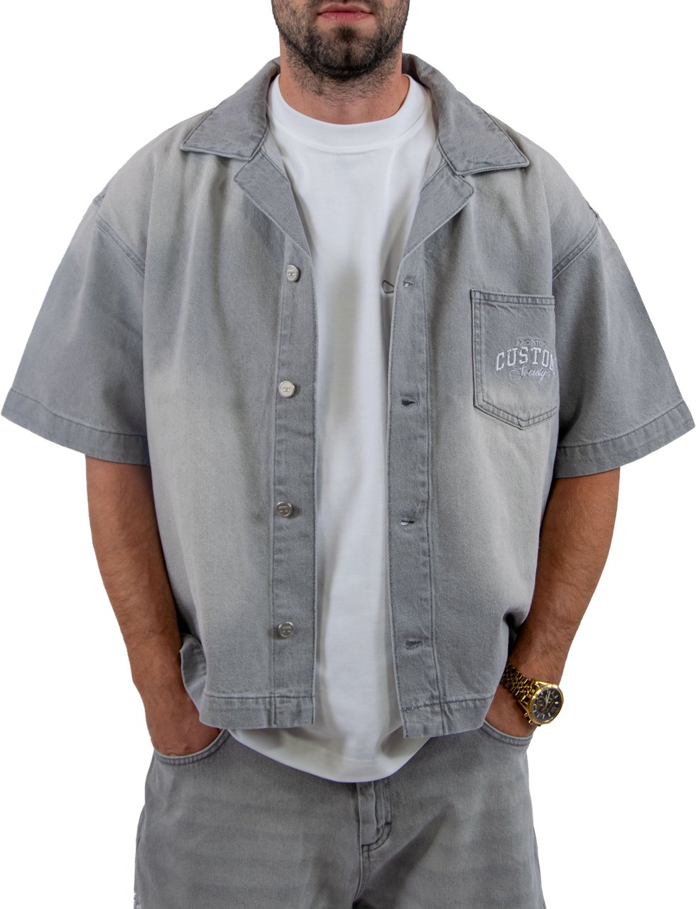 Jorcustom CustomSociety Denim Short Sleeve Jacket Grijs