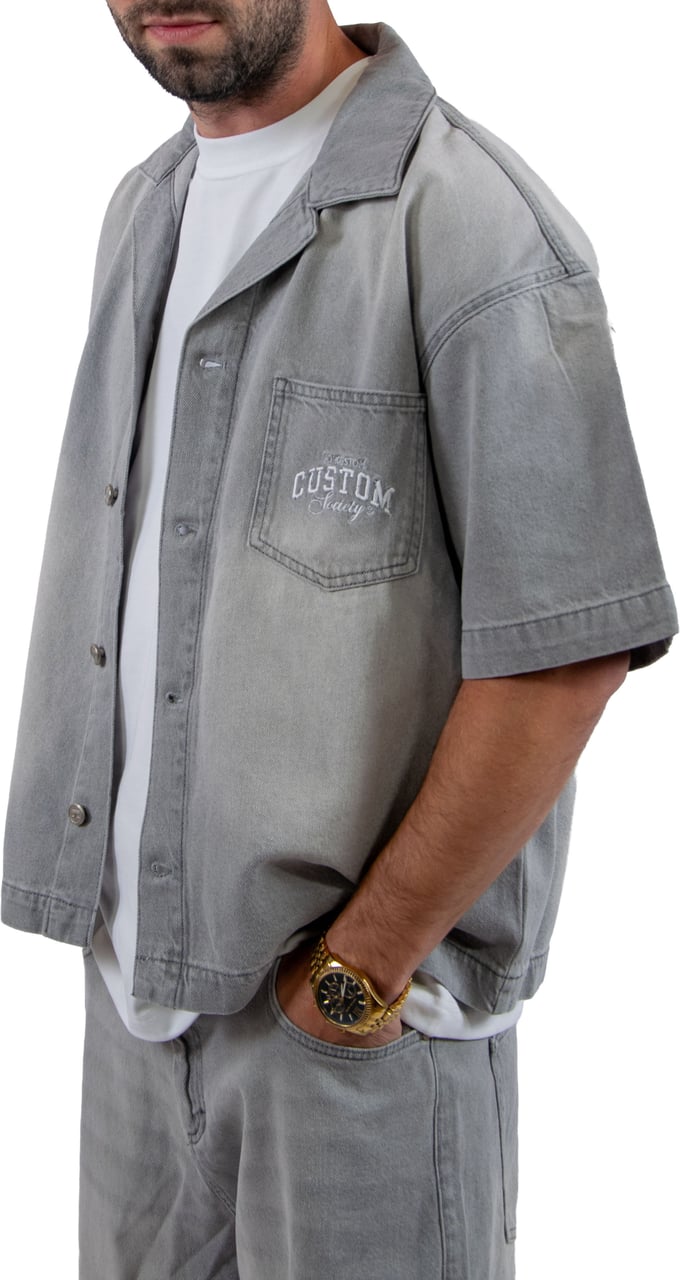 Jorcustom CustomSociety Denim Short Sleeve Jacket Grijs