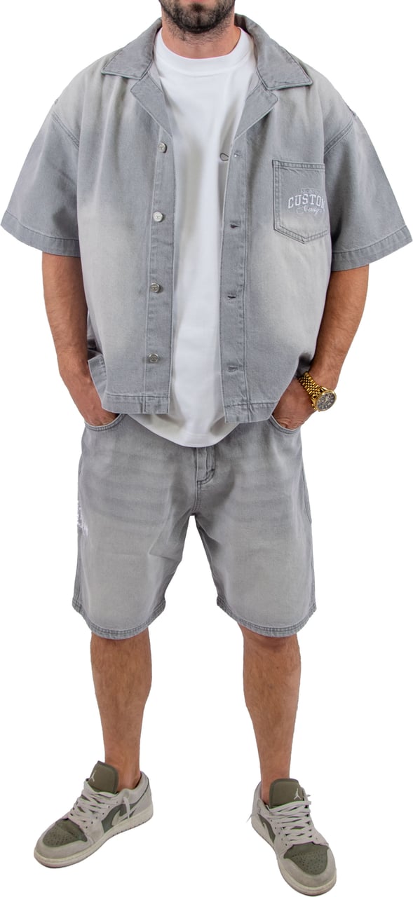Jorcustom CustomSociety Denim Short Sleeve Jacket Grijs