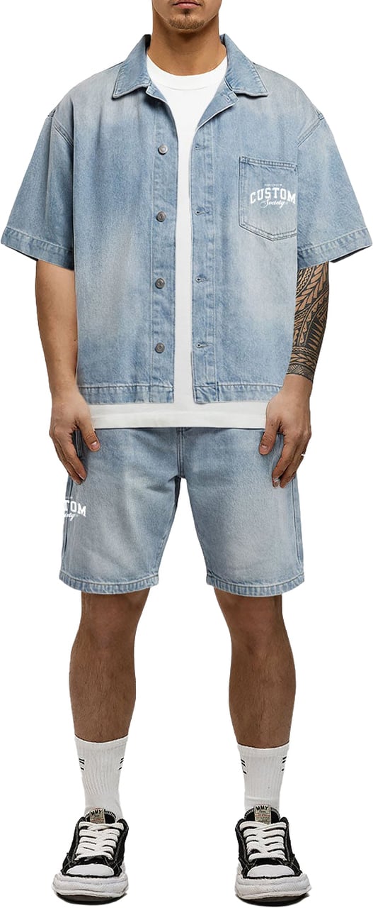 JORCUSTOM Custom Society Denim Short Sleeve Jacket Blauw
