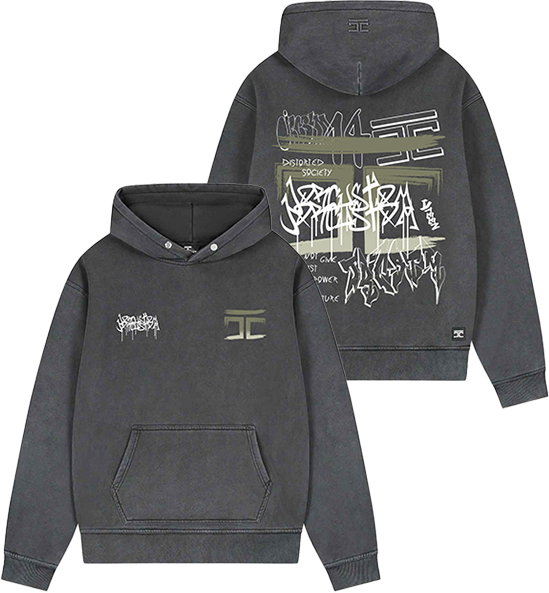 JORCUSTOM Jorcustom Graffiti Fleece Oversized Hoodie Grijs