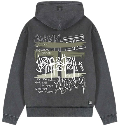 JORCUSTOM Jorcustom Graffiti Fleece Oversized Hoodie Grijs