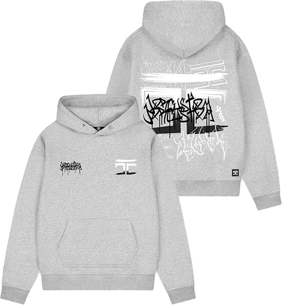 JORCUSTOM Jorcustom Graffiti Fleece Oversized Hoodie Grijs