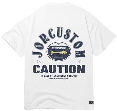 Jorcustom Caution Loose Fit T-Shirt Wit